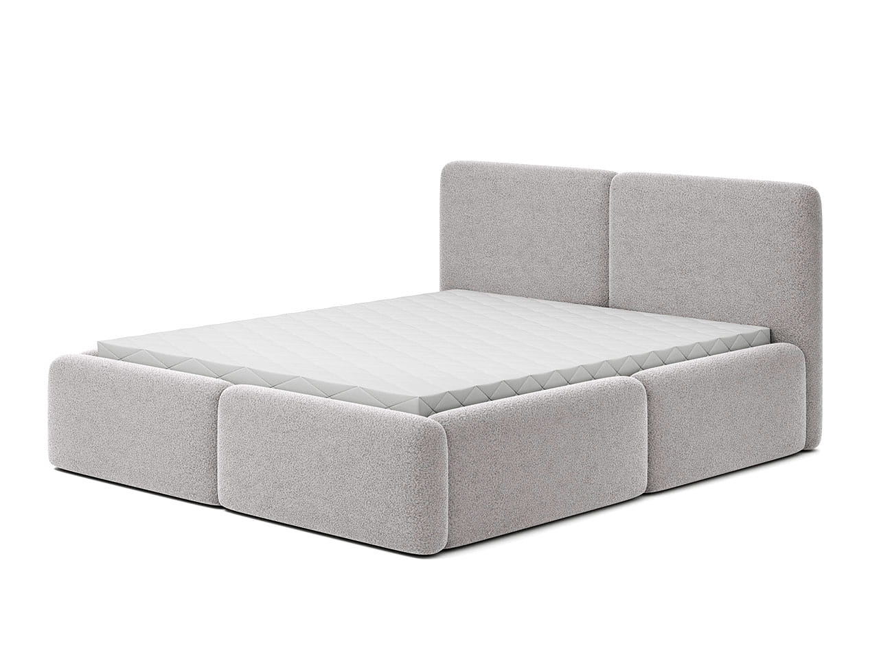 Pat matrimonial Imperio, gri bouclé, design unic, dimensiuni multiple