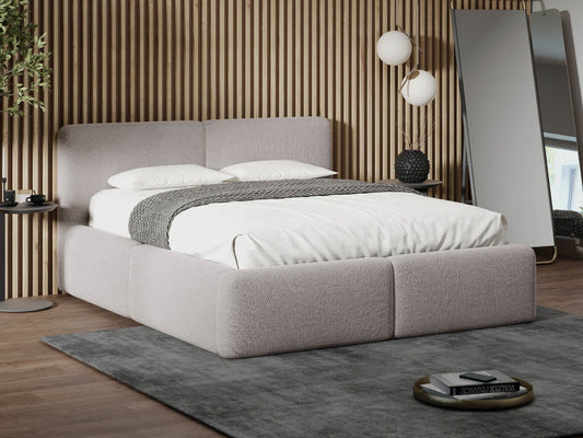 Pat matrimonial Imperio, gri bouclé, design unic, dimensiuni multiple
